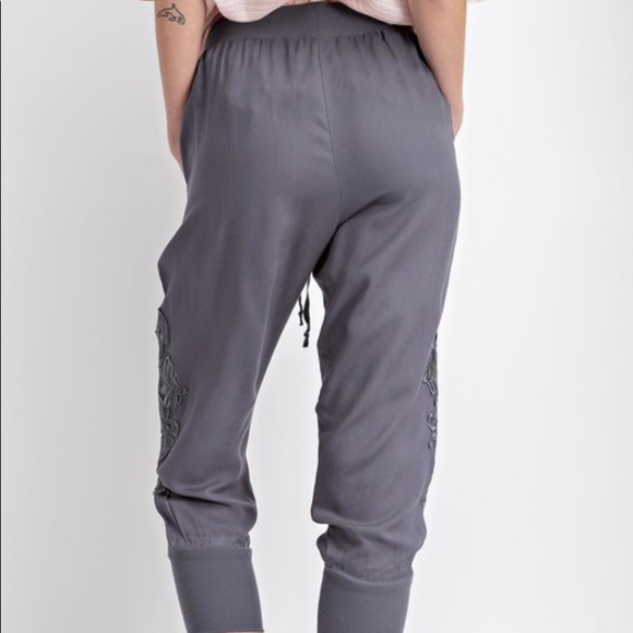 Soft Embroidery Joggers (Grey) - Picture 5 of 5